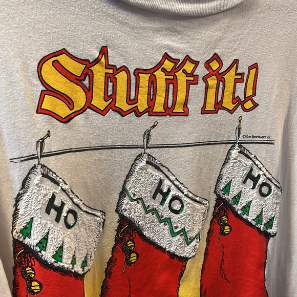 Vintage Christmas T-Shirt / Ho Ho Ho / Sun Sportswear Inc / XL - Picture 6 of 10